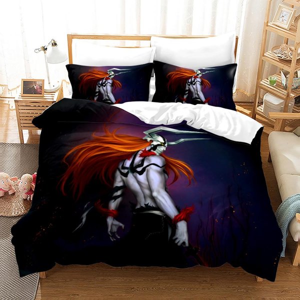 Nowy Zestaw Poszewek Na KołDrę Z Motywem Bleach Academia Anime Z Poszewkami Na Poduszki Poliester Zestaw PośCieli Dla NastolatkóW Dzieci Rozmiar PełNy Queen King PośCiel EU Single(135X200Cm)-image