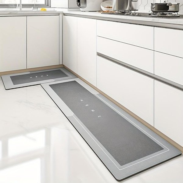 Prosta Mata Z Ziemi Okrzemkowej ChłOnna SzybkoschnąCa Mata Kuchenna Domowa Odporna Na Zabrudzenia Odporna Na ZużYcie Mata AntypośLizgowa 40 * 60Cm Gray-image