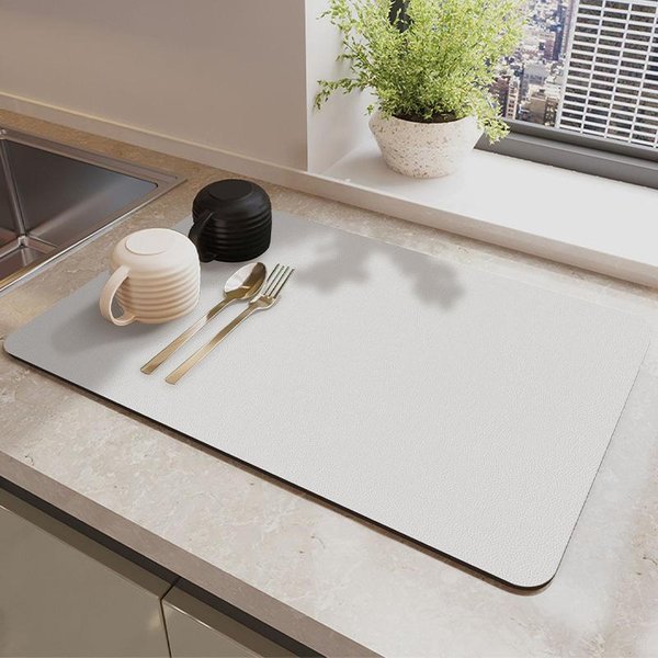 Alfombrilla Para DesagüE De Cocina De Lodo De Diatomeas Alfombrilla De Encimera Absorbente De Humedad Alfombrilla De Mesa Alfombrilla Para Secar Tazas Y Platos En Casa Alfombrilla De Mesa Antideslizante Y Antiincrustante 30 * 40CM Gray-image