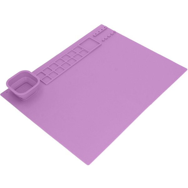 Alfombrilla De Pintura De Silicona Con Taza DIY Cultivar El Talento ArtíStico FáCil De Limpiar Alfombrilla De Arte De Silicona Para NiñOs Color Rosa-image