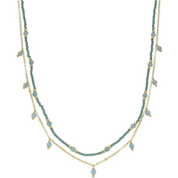 Collar - Luxenter - Aira - Cristal Verde - Acabado Oro Amarillo De 18 Quilates - Longitud 42+3 Cm Gray-image