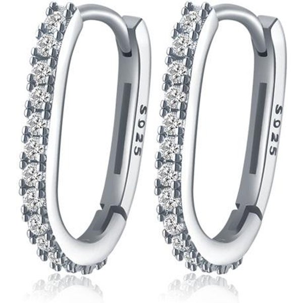Pendientes Minimalistas De Plata De Ley 925 Con Circonita Pavé GeoméTricos Para Mujer Unisex JoyeríA De Fiesta Regalo-image