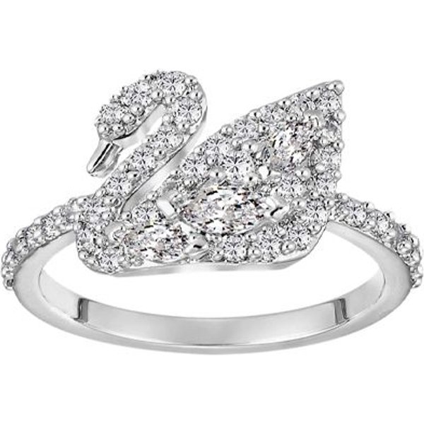 Anillo Swarovski Iconic Swan Lake Chapado En Rodio Anillo Para Mujer 5224478 48 Gray-image
