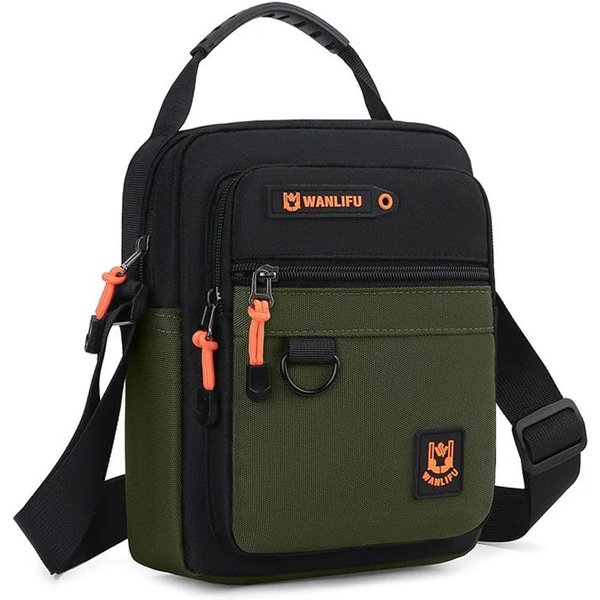 Bolso Cruzado De Hombro Para Hombre Informal Ligero De Oxford Cartera Para Hombre Bolso Cruzado PequeñO Bolso De Mensajero Elegante De Moda SAC Verde-image