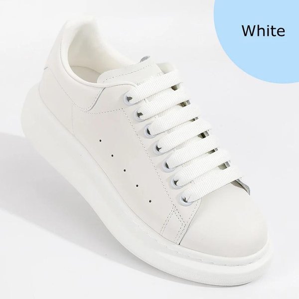 Szerokość 1,2 Cm PłAskie SznurowadłA TęCzowe SznurowadłA MCQ Klasyczne Codzienne SznurowadłA Do BiałYch ButóW Unisex Precyzyjny Splot 100CM/120CM/140CM 120Cm BiałY-image