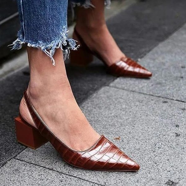 Zapatos De SalóN De Moda Para Mujer Con Puntera Puntiaguda, Tacones Medios Gruesos, Sandalias Slingback, Zapatos De Verano Nuevos Vintage Mujer Dama Femenino Sandalias Zapatillas Zapatos 36 Black-image