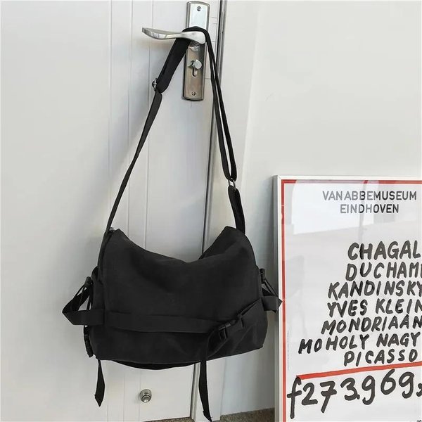 PłóCienna Torba Listonoszka DużEj PojemnośCi Dla Kobiet, MężCzyzn, Unisex, Szkolna Torba Na Ramię, Studencka Torba Crossbody Czarny-image