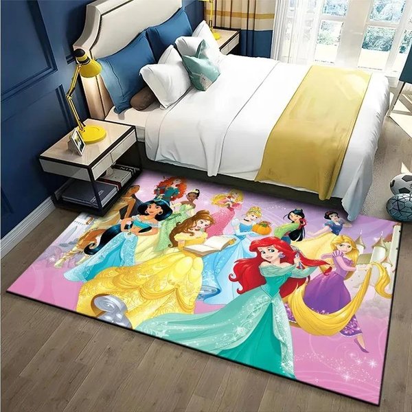 Alfombra Estampada De Princesas Disney Para Sala De Estar Dormitorio HabitacióN De NiñAs DecoracióN Del Hogar DecoracióN De HabitacióN Rosa Alfombra De ÁRea Alfombra Antideslizante 80*120Cm-image