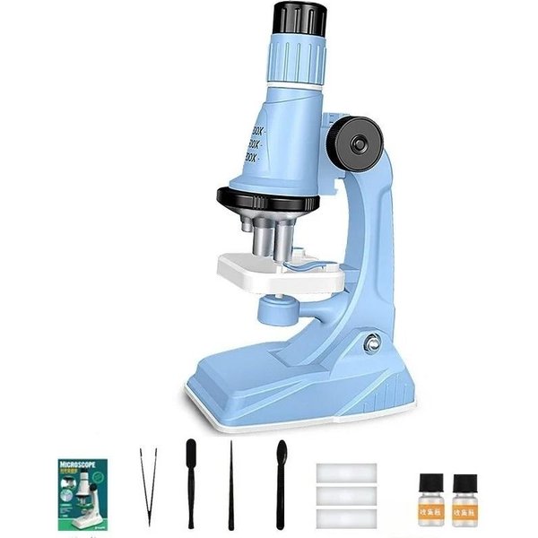 Kit De Microscopio Para NiñOs 200X-1200X Lupa PortáTil Ciencia BiolóGica Stem Juguete Educativo Escolar Microscopio De Bolsillo Con Luz LED-image