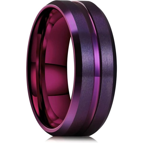 Moda 8Mm MężCzyźNi Czarne Szczotkowane PierśCienie Ze Stali Nierdzewnej RóżOwe ZłOto Kolor Linii Rowek Fazowana KrawęDź MężCzyźNi PierśCionki BiżUteria śLubna 11 Black-image