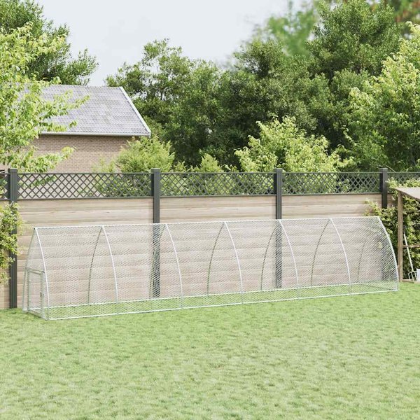 Vidaxl Jaula Para Pollos, Plateada, 600X105X120 Cm, Acero Galvanizado-image