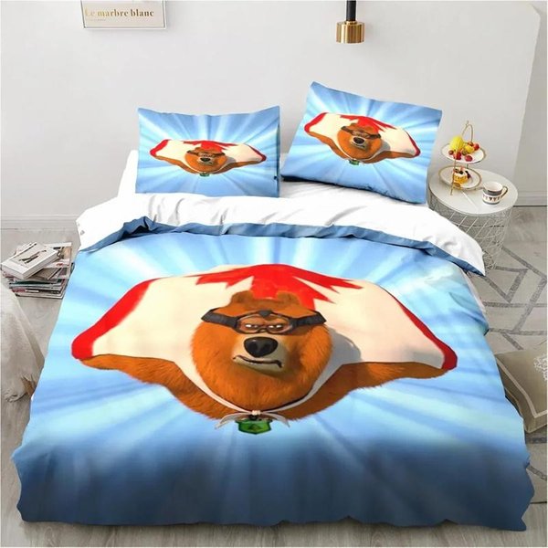 Grizzy I Lemingi Zestaw PośCieli ChłOpcy Dziewczynki Rozmiar Twin Queen Poszwa Na KołDrę Poszewka Na Poduszkę ŁóżKo Dzieci DorośLi Moda Tekstylia Domowe 70X133Cm 2Pcs Gray-image