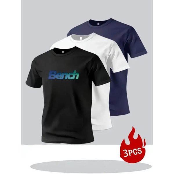 3 Sztuki MęSkie Lekkie OddychająCe Koszulki SzybkoschnąCe OdprowadzająCe Wilgoć OkrąGłY Dekolt Topy CałOroczne Codzienne T-Shirty S-image
