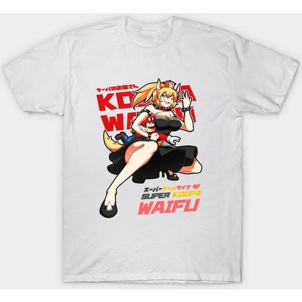 Camiseta Mujer Bowsette Estampado Harajuku Kawaii Camiseta Verano Manga Corta Camiseta Mujer Top 4XL Blanco-image