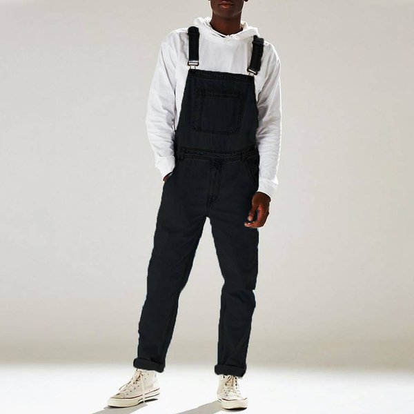 Pantalones Vaqueros De Mezclilla Para Hombre, Peto, Mono Con Tirantes, Mono, Pantalones Con Pechera, Pantalones M White-image