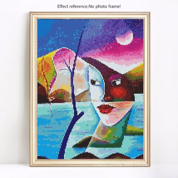 Pintura De Diamantes Con Piedras Redondas, Dibujos Animados, Mosaico De Diamantes, DiseñO Completo, Retratos. 20X30-image