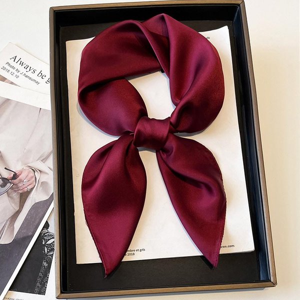 Nuevo PañUelo PequeñO Cuadrado Liso De 70*70 Cm Para Mujer, VersáTil ProteccióN Decorativa Para El Cuello, Fino PañUelo De Seda Artificial 70X70Cm-image