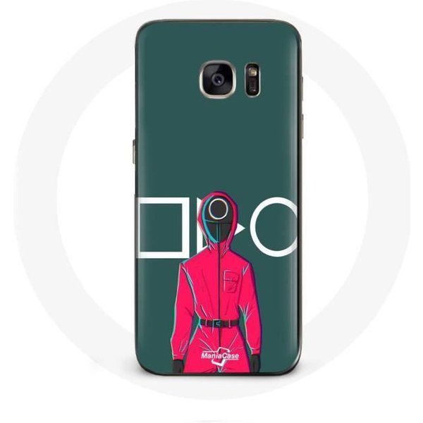 Funda Samsung Galaxy S7 Juego Del Calamar Soldado Rojo Con MáScara CíRculo Fondo Verde-image