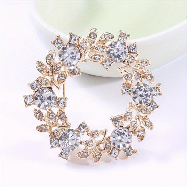 Exquisitas Elegantes Broches Insignias De Guirnalda De Cristal Para Mujeres NiñAs Moda Lujo Brillante PedreríA Boutique Pines Redondos Broches-image