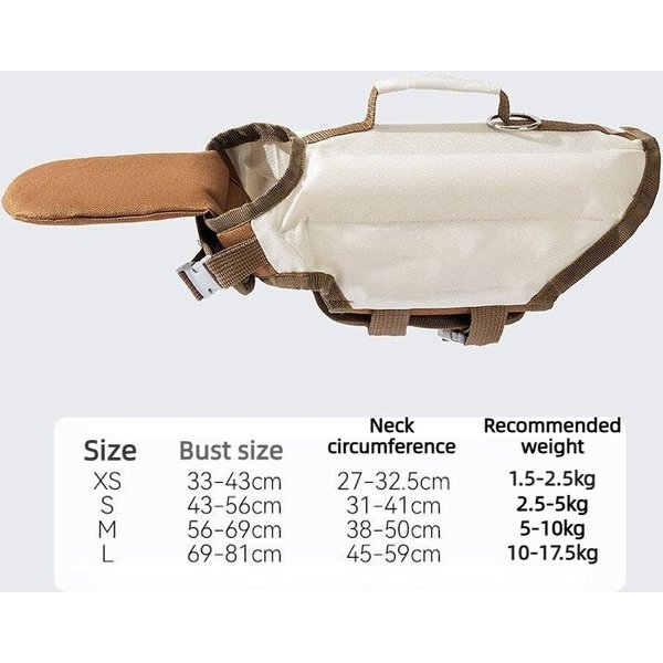 Chaleco Salvavidas Para Perro Con Apoyacabezas Impermeable Alta Flotabilidad Salvavidas Para Cachorros Transpirable Ajustable Chaleco De NatacióN Para Perros Suministro Para Mascotas (Brown,Xl) MarróN-image