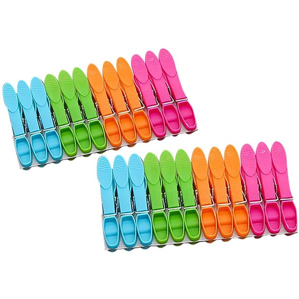 (Nikita) 24 Uds. Pinzas Para Ropa De LavanderíA Pinzas Para Colgar Clips Perchas De PláStico Estantes Pinzas Para La Ropa One Size Blue-image