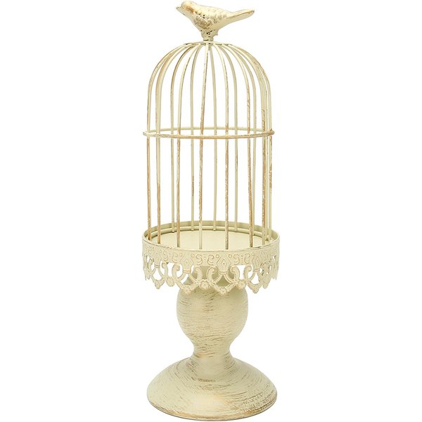 Klatka Dla PtakóW ŚWiecznik Dekoracyjne Klatki Dla PtakóW Metalowy ŚWiecznik Retro Shabby ŚWiecznik Do Domu Beige-image