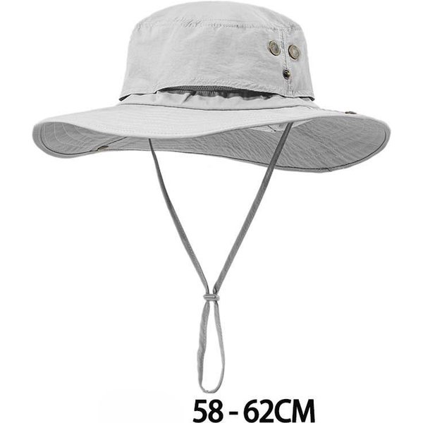 66Cm DużY Rozmiar SzybkoschnąCa Kapelusz WęDkarski Letni Outdoorowy Kapelusz Turystyczny MęSki Ochrona UV Szerokie Rondo Czapka PrzeciwsłOneczna Damska SkłAdana Kapelusz PrzeciwsłOneczny Gray-image