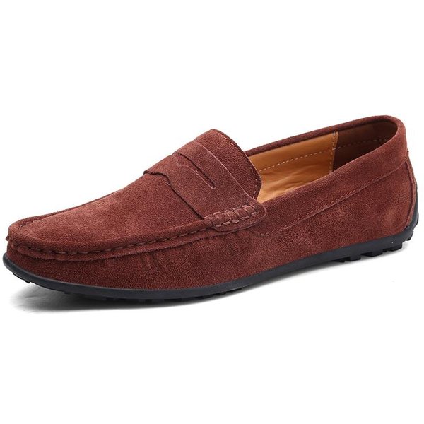 Zapatos De Cuero De Ante De Talla Grande, Mocasines Para Hombre, Zapatos Casuales CóModos, Zapatos De ConduccióN Para Hombre, Mocasines, Zapatos Planos Para Hombre 40 MarróN Oscuro-image