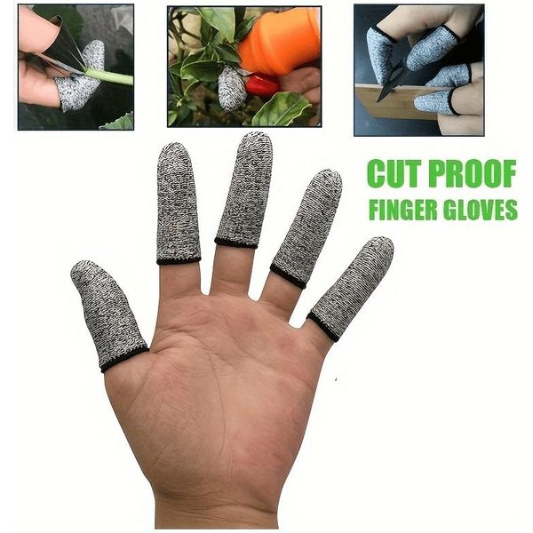 10 Piezas Cubierta De Dedo Anticorte Protector De Dedo Manga De Seguridad De Alta Resistencia Flexible Anticorte Guantes De Punta De Dedo Herramienta De Cocina-image
