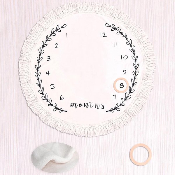 Ylsteed MiesiąC Flaneli Koc Kamień Milowy Kalendarz Pierwszego Roku Dziecka MiesięCzny Wykres Wzrostu Prezent Na Baby Shower TłO Do Fotografii Noworodka (As The Picture,100Cm) White-image
