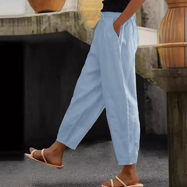 Eleganckie Spodnie Damskie Z Wysokim Stanem Moda Nowość Wiosna Jesień Jednolite Kieszenie Casual Streetwear Spodnie Damskie M-image