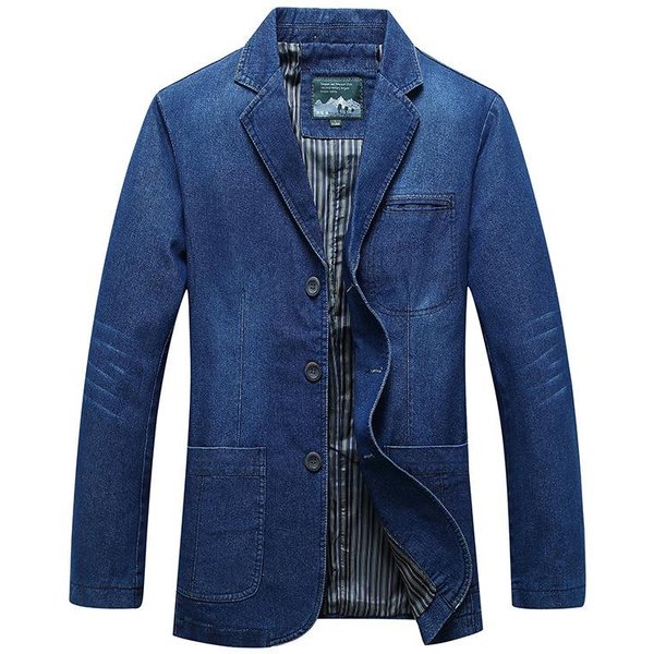 MęSka Jeansowa Kurtka Casualowa DużY Rozmiar 2182 2XL Kolor Ciemny Niebieski-image