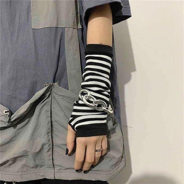 Guantes Largos Sin Dedos Estilo GóTico Para Cosplay, Adecuados Tanto Para Hombres Como Para Mujeres, PuñOs CáLidos Negro-image