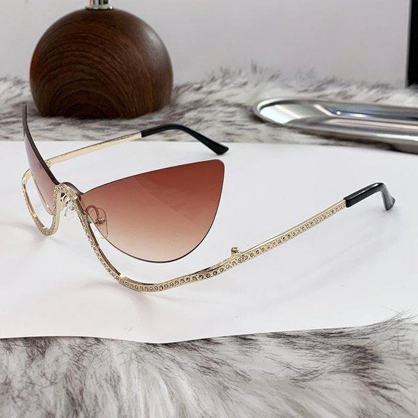 Gafas De Sol Vintage Y2K Sin Montura Ojo De Gato Para Mujer Lujo DiseñAdor Gafas De Sol Punk Populares Gafas Con Mariposa De Diamante UV400-image