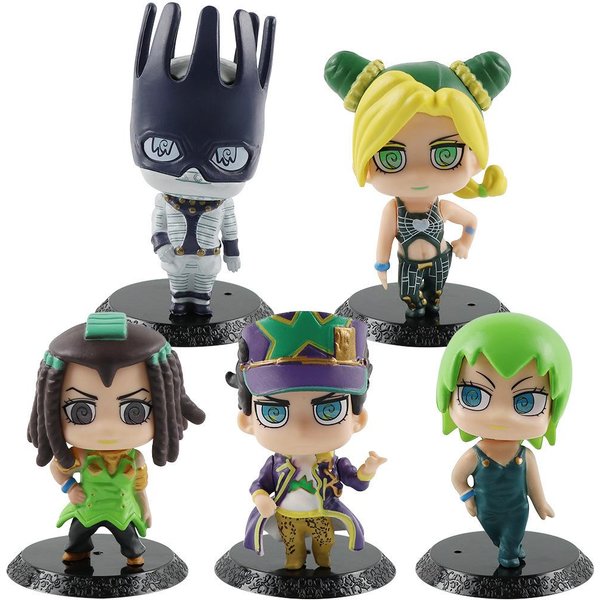 5 Piezas Figura De Anime Jojo's Bizarre Adventure Kujo Jotaro Star Platinum Figura De AccióN De PVC En Caja Modelo Coleccionable Para NiñOs MuñEca Regalo No Box Black-image