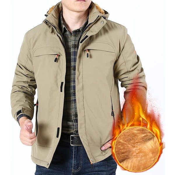 Chaqueta Gruesa De Terciopelo De Invierno Para Hombre, Chaqueta CáLida Con Capucha, Ropa De Invierno Del Sur 4XL Beige-image