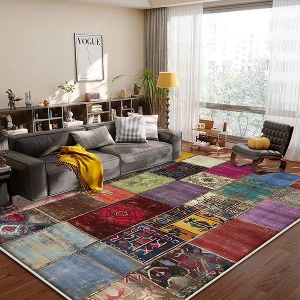 Boho Retro Dywan Do Salonu Geometryczny WzóR Luksusowy Dywanik PodłOgowy Do Sypialni Przy ŁóżKu Dekoracja Domu Sofa ŁAtwy Do Czyszczenia Dywany DużE 100*160Cm Gray-image