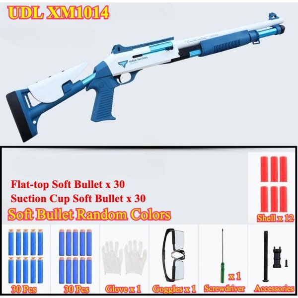 UDL XM1014 Pistolet Na MięKkie Kulki Z Wyrzutem łUsek Model Pistolet Zabawka Dla Dzieci ChłOpcóW, Idealny Na Prezent Urodzinowy I ŚWiąTeczny Blue-image