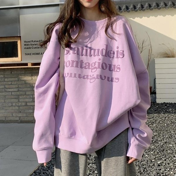 SuéTer Casual Holgado Abrigo De OtoñO E Invierno Para Mujer Vintage Cuello Redondo Manga Larga Camiseta Base Top Ropa Coreana Para Mujer XXL-image