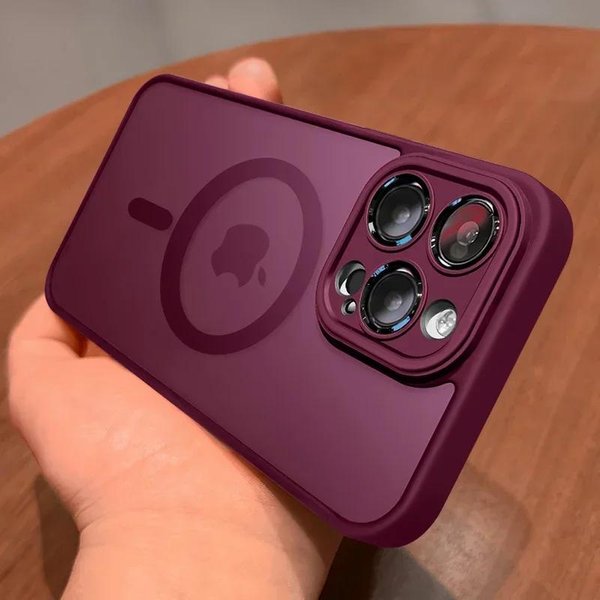 Magnetyczne Luksusowe Matowe PółPrzezroczyste Pancerne Etui Odporne Na WstrząSy Dla Iphone 16 15 14 13 12 11 Pro Max Dla Magsafe Bezprzewodowe ŁAdowanie Pokrowiec For Iphone 14 Brown-image