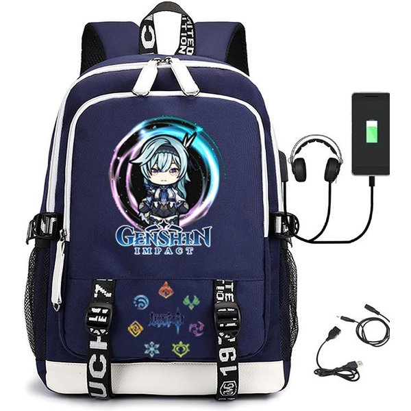 Mochila Cosplay Anime Xiao Genshin Impact Mochila Escolar Para Estudiantes Bolsa De Libros De Dibujos Animados Mochila Para PortáTil Mochila De Viaje Al Aire Libre Regalos Para NiñOs-image