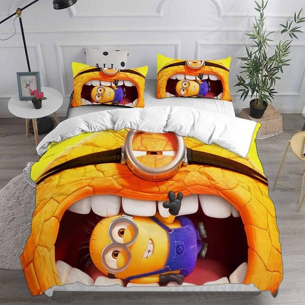 Mi Villano Favorito 4 Juegos De Cama EdredóN Colcha Cubrecama Funda NóRdica Funda De Almohada Juegos De 2-3 Piezas TamañO NiñO Adulto EU Single 135X200Cm Yellow-image