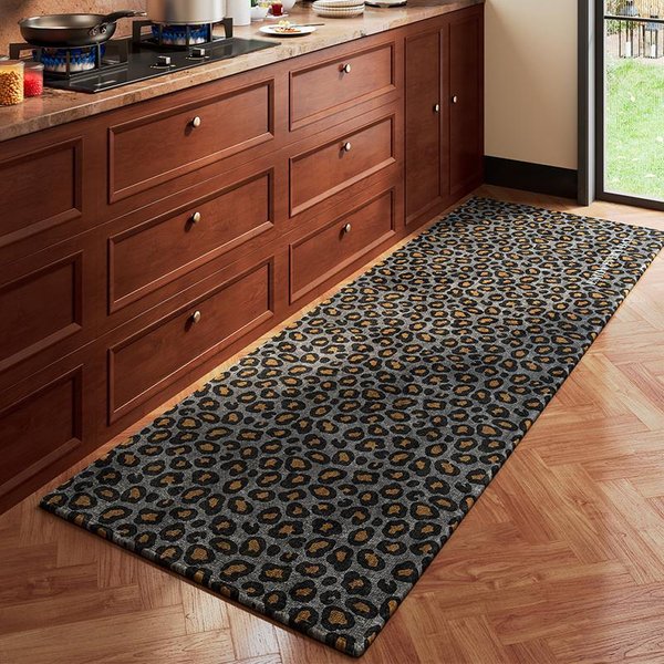 Mata PodłOgowa Do Kuchni PVC Wodoodporny SkóRzany Dywanik DłUgi AntypośLizgowy Odporny Na Olej Dywan Luksusowy WzóR Panterki Dekoracja Domu Dywany 1Pc 50X120Cm-image