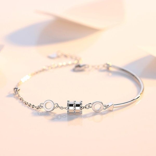 Pulsera De Plata De Ley S925 Con Transferencia De Cintura PequeñA Pulsera De Moda Para Mujer JoyeríA De Mano De Plata Beige-image
