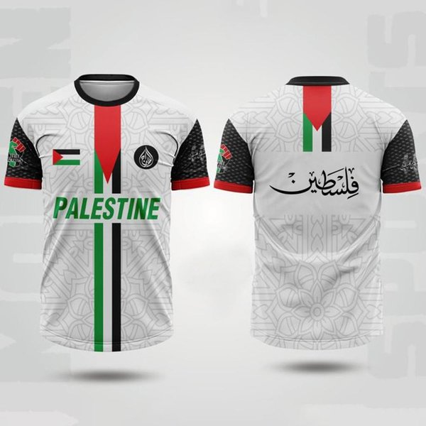 Camisetas De FúTbol De Palestina Moda De Verano Manga Corta Bandera Palestina ImpresióN 3D Camiseta Casual Cuello Redondo Holgada Hombre 6XL-image