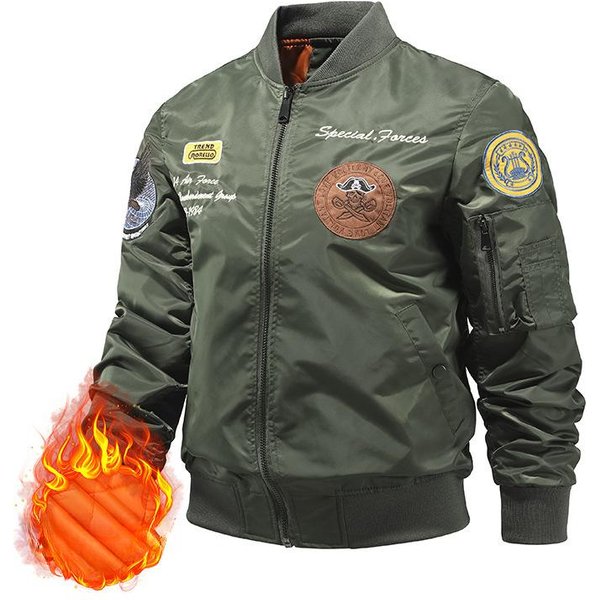 Chaqueta Bordada Con AlgodóN/Abrigo De AlgodóN Fino De La Fuerza AéRea Chaqueta De Piloto Ma1 Chaqueta De Vuelo Para Hombre Xxxl Gray-image