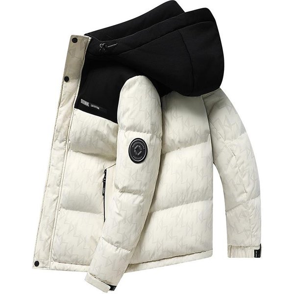 Invierno Nuevo Chaqueta De PlumóN Para Hombre Engrosada CombinacióN De Colores Chaqueta CáLida Casual Con Capucha Chaqueta De PlumóN XL-image
