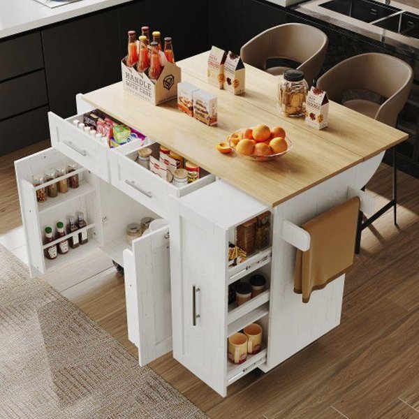 Isla De Cocina - Muvoe - Carrito De Comedor - Blanco - Mdf - Multifuncional-image