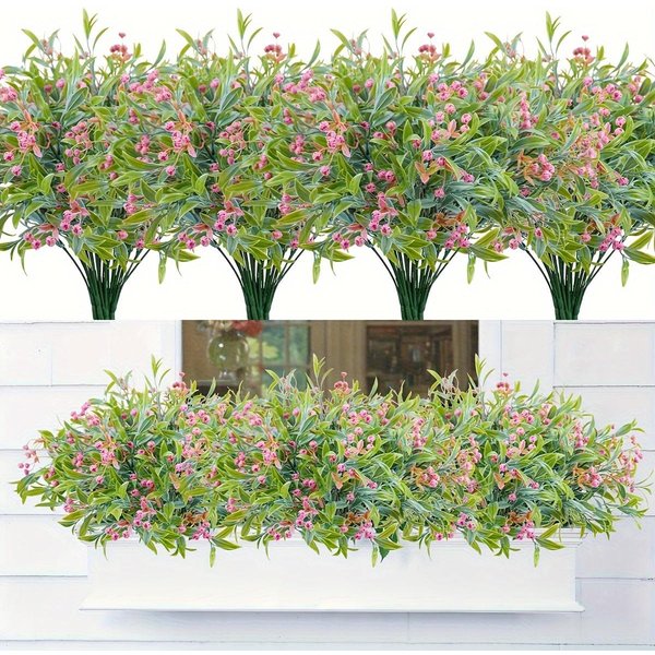 Flores Artificiales Para Exteriores Resistentes A Los Rayos UV Flores Falsas Que No Se Desvanecen Plantas Falsas DecoracióN De JardíN Porche Maceta De Ventana Blanco-image