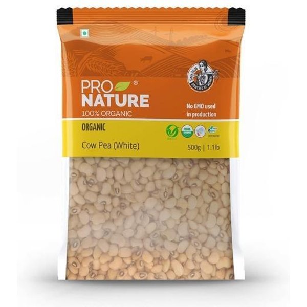 Pro Nature 100% Organiczna Fasola Cowpea (BiałY) 500 GramóW Yellow-image